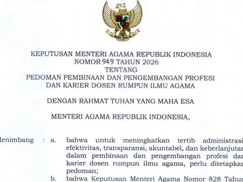 KEPUTUSAN MENTERI AGAMA REPUBLIK INDONESIA NOMOR 949 TAHUN 2026 TENTANG PEDOMAN PEMBINAAN DAN PENGEMBANGAN PROFESI DAN KARIER DOSEN RUMPUN ILMU AGAMA